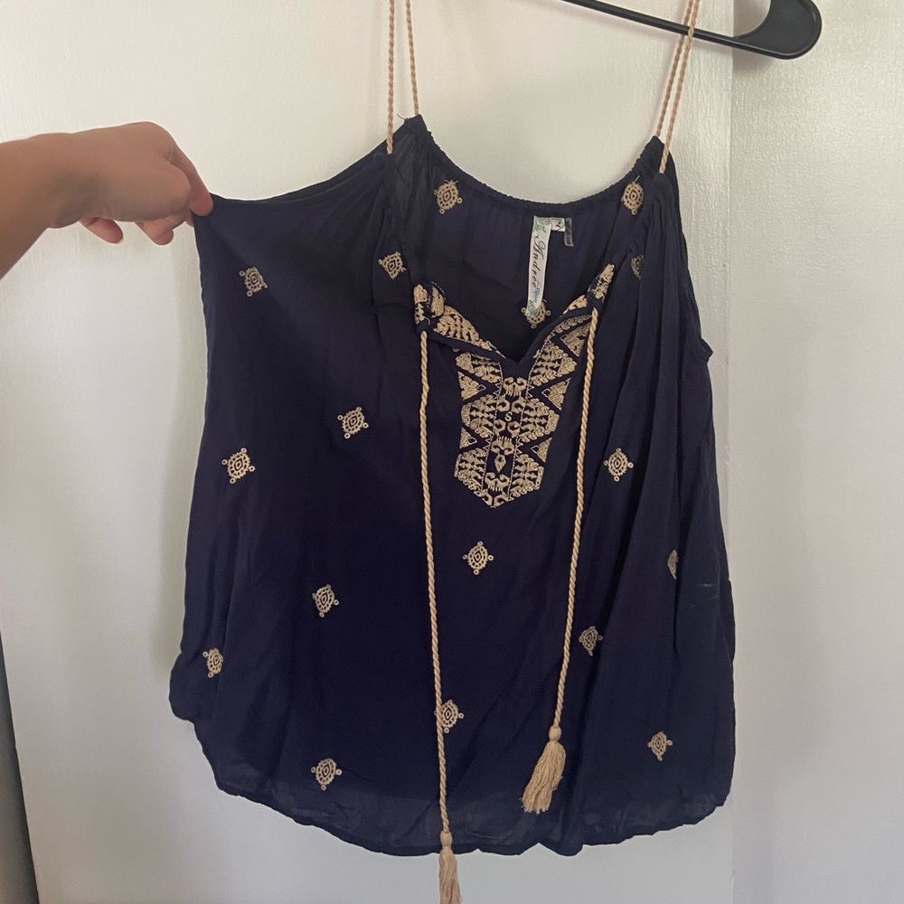Navy blue and gold tank L